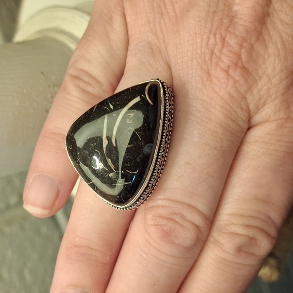 New Turritella Agate Fossi Silver Ring. - Picture 12 of 12